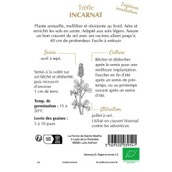 Trefle incarnat carmina bio -ferme sainte marthe de La Ferme de Sainte Marthe - Graines BIO dans Graines de Jachere fleurie