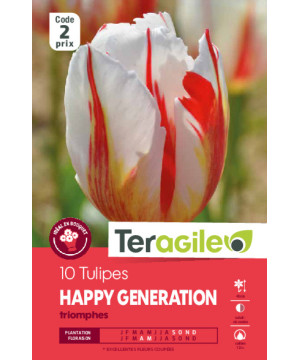 Tulipes happy generation calibre 12/+ x10 de Teragile - produits pour le jardin dans Tulipe en bulbes