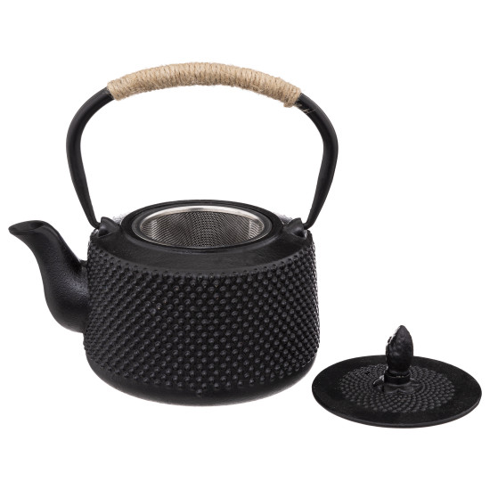 Theiere fonte flora noire 1l de J-Line by Jolipa - Déco intérieur dans J031