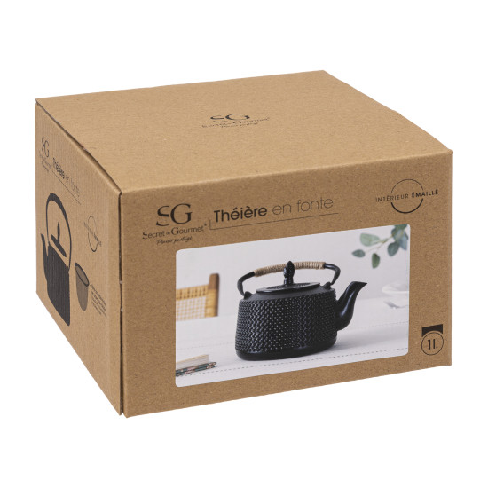 Theiere fonte flora noire 1l de J-Line by Jolipa - Déco intérieur dans J031