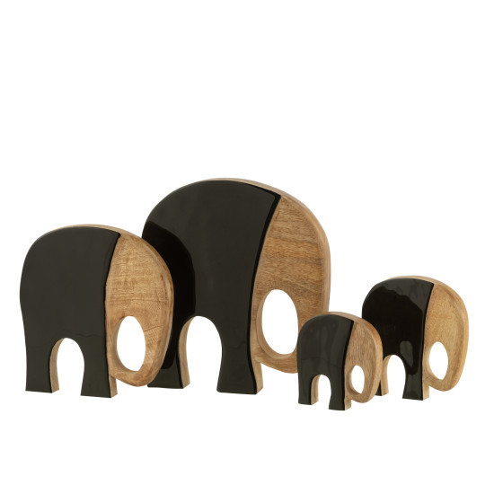 Elephant bois manguier noir/marron l 19x22x2.5 de J-Line by Jolipa - Déco intérieur dans Sculpture et sujet