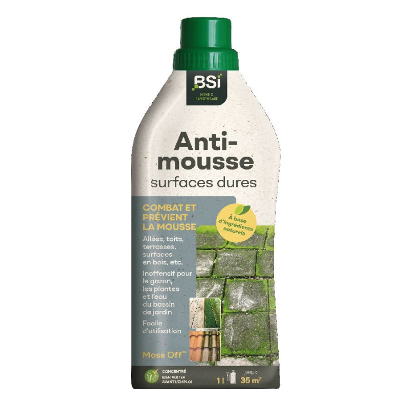 Moss off anti-depots verts surfaces dures 1 l de BSI -Bio service international - traitement pour plantes dans Anti-mousse