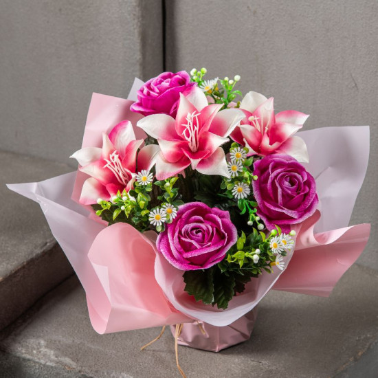 Bouquet bulle leste rose lys fleurette h30cm de Fleur artificielle dans Fleur artificielle