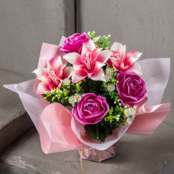 Bouquet bulle leste rose lys fleurette h30cm de Fleur artificielle dans Fleur artificielle