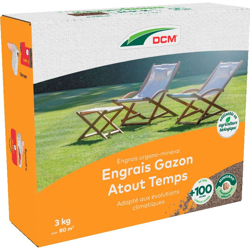 Engrais gazon atout temps - 3 kg dcm de DCM - Engrais et terreaux dans Engrais pour le Gazon