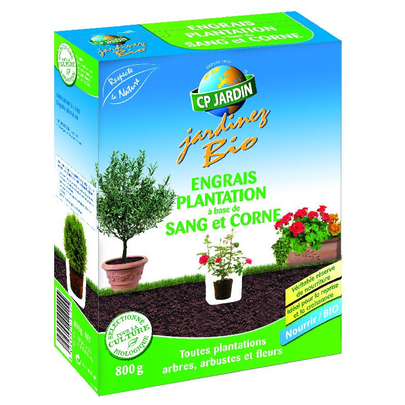 Engrais plantation sang+corne 800 g de CP Jardin - traitements biologiques pour le jardinage dans S120