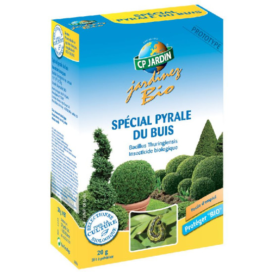 Traitement pyrale du buis. bte 20 g de CP Jardin - traitements biologiques pour le jardinage dans S120