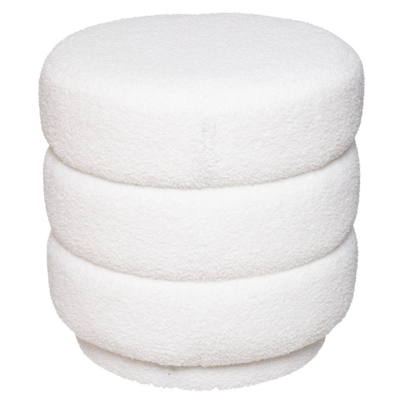Pouf sinan bouclette blanc de J-Line by Jolipa - Déco intérieur dans J031