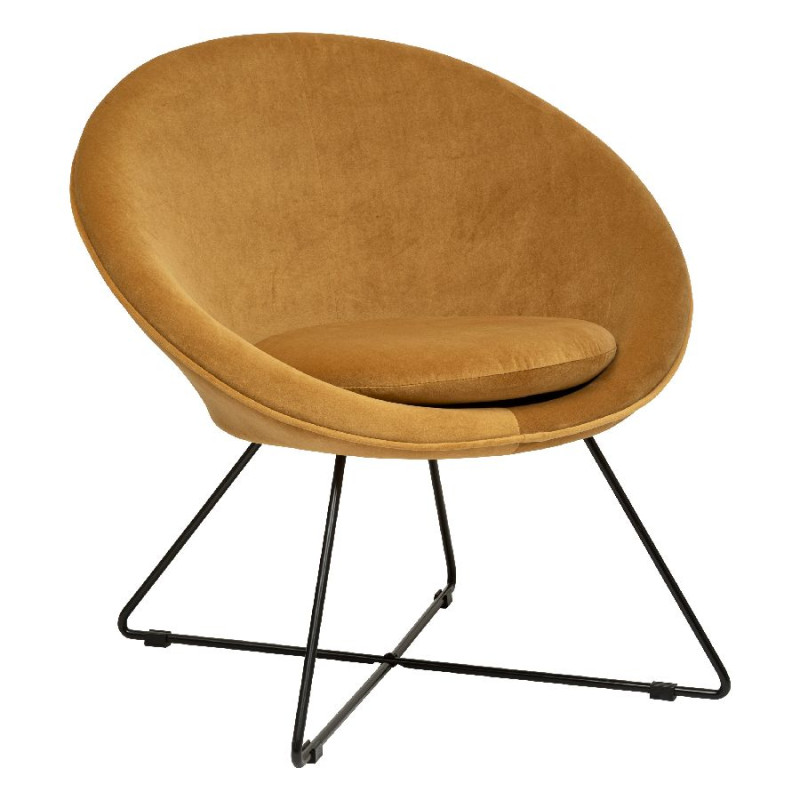 Fauteuil evan velours ocre de J-Line by Jolipa - Déco intérieur dans J031