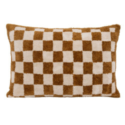 Coussin damier family corner ocre 38x58cm de J-Line by Jolipa - Déco intérieur dans J031