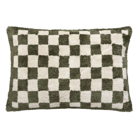 Coussin damier family corner kaki 38x58cm de J-Line by Jolipa - Déco intérieur dans J031