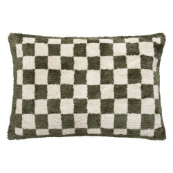 Coussin damier family corner kaki 38x58cm de J-Line by Jolipa - Déco intérieur dans J031