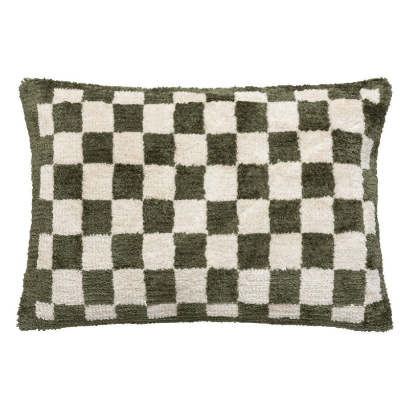 Coussin damier family corner kaki 38x58cm de J-Line by Jolipa - Déco intérieur dans J031