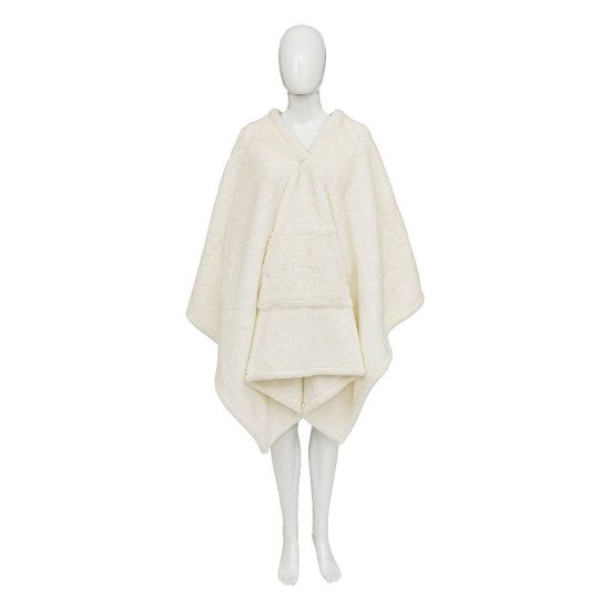 Plaid poncho doux blanc de J-Line by Jolipa - Déco intérieur dans J031