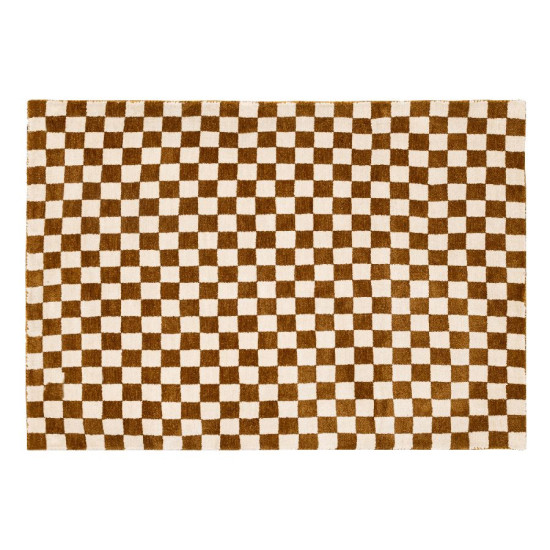 Tapis damier family corner moutarde 118x170cm de J-Line by Jolipa - Déco intérieur dans J031