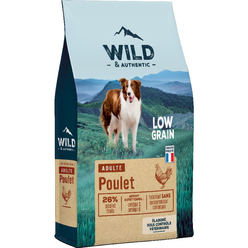 Croquette low grain wild adult 12kg poulet de Croquettes wild et authentic dans Croquettes Wild et authentic sans céréales