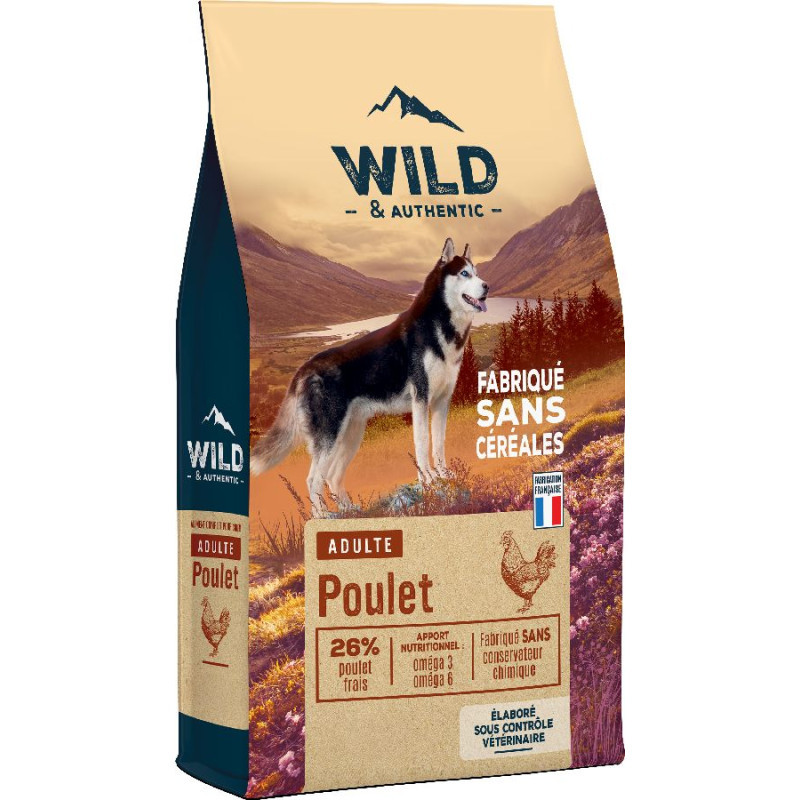 Croquette sans céréales wild adult 3kg poulet de Croquettes wild et authentic dans U0081