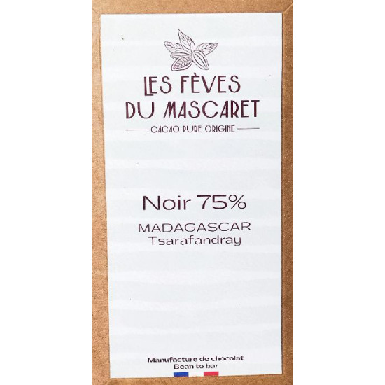 Tablette madagascar 70g 75% cacao bean-to-bar de Les fèves du Mascaret - Chocolatier à Bordeaux dans 🍫 Chocolats