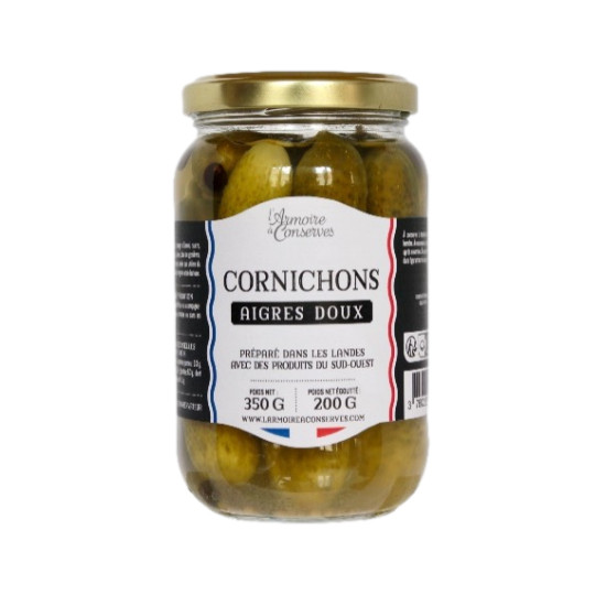 PETITS CORNICHONS AIGRE DOUX 200G de Table des producteurs Libourne dans E1001