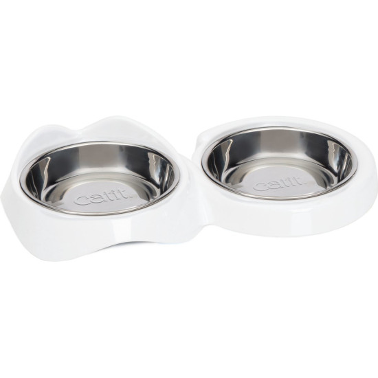 Double gamelle pixi 2x200ml - 32x17x6cm blanc de Laroy - aliments et d'accessoires pour animaux de compagnie dans L043