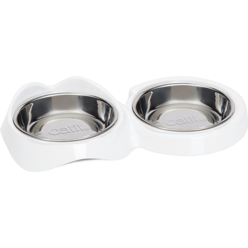 Double gamelle pixi 2x200ml - 32x17x6cm blanc de Laroy - aliments et d'accessoires pour animaux de compagnie dans L043
