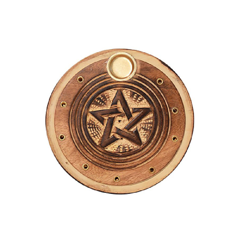 Porte-encens En Bois Rond - Pour Cones Ou Batonnets - Decoration Et Bien-etre