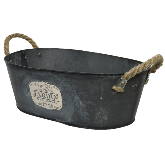 Cache pot zinc au petit jardin noir 35x21cm de Kaemingk - deco de la maison dans K002