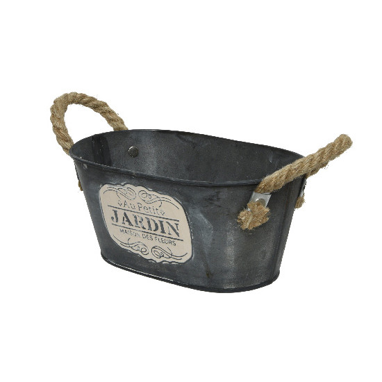 Cache pot zinc au petit jardin noir 20x12.5cm de Kaemingk - deco de la maison dans K002