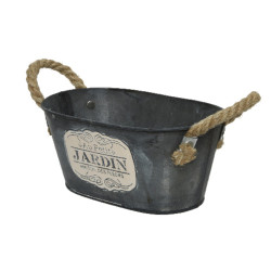 Cache pot zinc au petit jardin noir 20x12.5cm de Kaemingk - deco de la maison dans K002