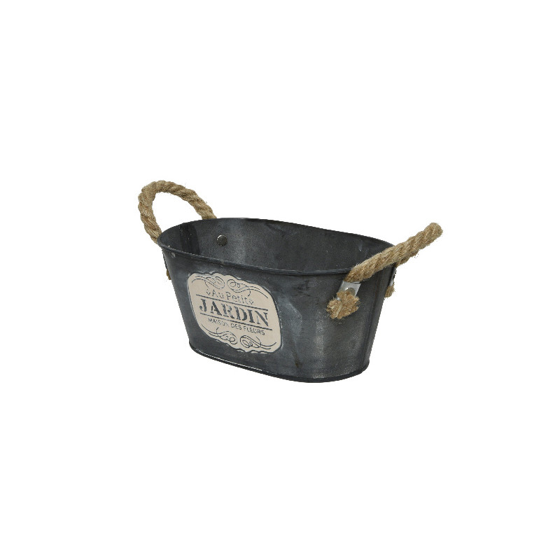 Cache pot zinc au petit jardin noir 20x12.5cm de Kaemingk - deco de la maison dans K002