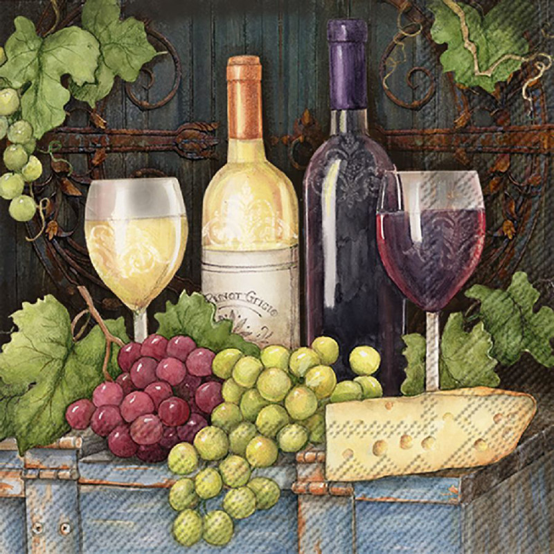 Serviette lunch vin rouge et blanc de Jardinerie Bordeaux Libourne Gironde dans M067