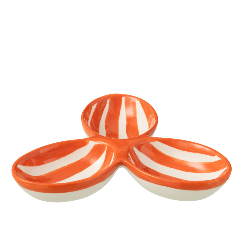 Plat apero granada rayure blanc/orange 24x24x4cm de Jardinerie Bordeaux Libourne Gironde dans J037