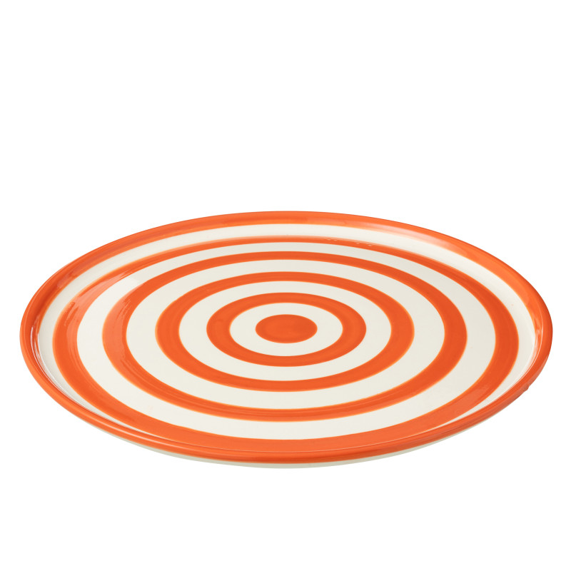 Plat granada rayure blanc/orange 34x34x2.5cm de Jardinerie Bordeaux Libourne Gironde dans J037