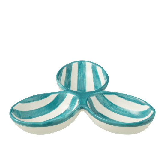 Plat apero granada rayure blanc/aqua 24x24x4cm de Jardinerie Bordeaux Libourne Gironde dans J037