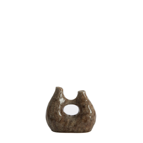 Vase katha marron brillant 24.5x11x21.5cm de Jardinerie Bordeaux Libourne Gironde dans L1371