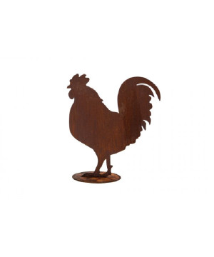 Coq metal rouille sur socle 41xh46cm de Chamorin - Déco pour le jardin dans C1411