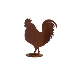 Coq metal rouille sur socle 41xh46cm de Chamorin - Déco pour le jardin dans C1411