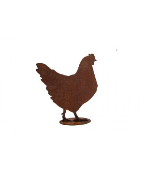 Poule metal rouille sur socle 34xh39cm de Chamorin - Déco pour le jardin dans C1411