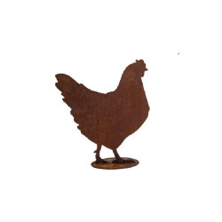 Poule metal rouille sur socle 34xh39cm de Chamorin - Déco pour le jardin dans C1411