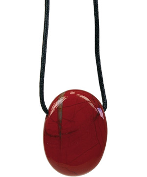 Collier jaspe rouge pierre ovale percee de Herboristerie et Esotérisme à Libourne dans D040