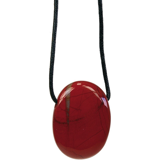 Collier jaspe rouge pierre ovale percee de Herboristerie et Esotérisme à Libourne dans D040