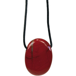 Collier jaspe rouge pierre ovale percee de Herboristerie et Esotérisme à Libourne dans D040