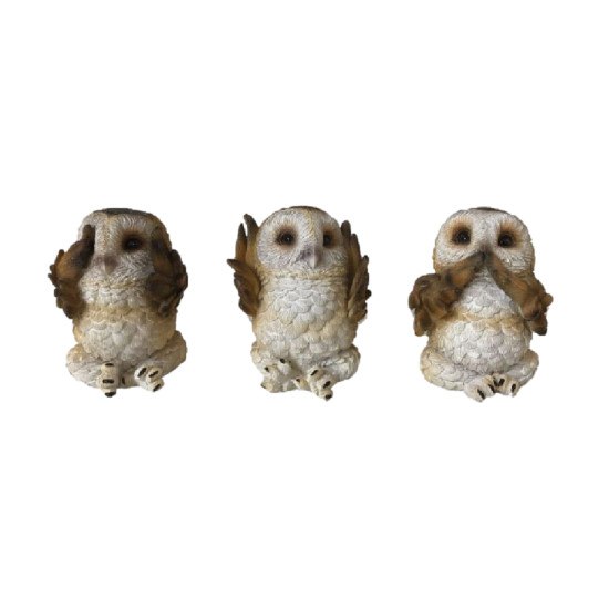 Figurine 3 sages chouettes 7.5cm de Herboristerie et Esotérisme à Libourne dans W0151