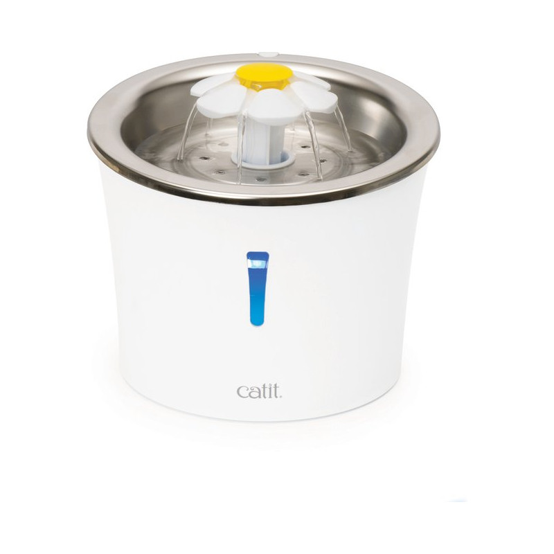 Fontaine chat-fleur acier inoxydable blanc de Laroy - aliments et d'accessoires pour animaux de compagnie dans L043
