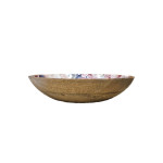 Plat bois manguier pivoines rose poudre d18cm