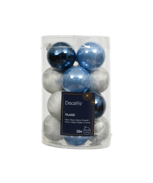 Boule verre mix bleu/couleur x16 de Kaemingk - deco de la maison dans K004