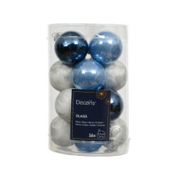 Boule verre mix bleu/couleur x16 de Kaemingk - deco de la maison dans K004