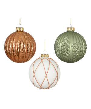Boule verre blanc/cuivre/vert d10 3ass de Kaemingk - deco de la maison dans K004