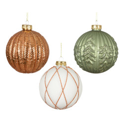 Boule verre blanc/cuivre/vert d10 3ass de Kaemingk - deco de la maison dans K004