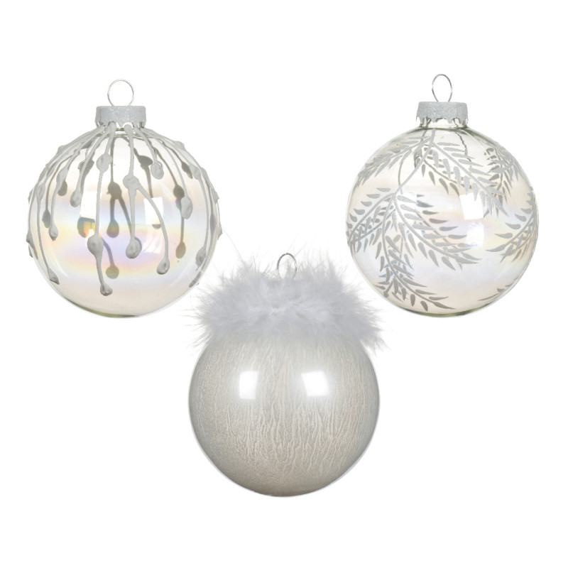 Boule verre translucide irise d8 3ass de Kaemingk - deco de la maison dans K004